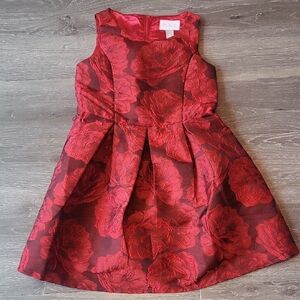 Place Red Pleated A-line Dress for Wedding Guest